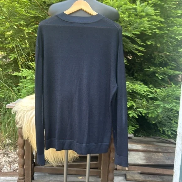 NWOT Robert Barakett 100% Marino Wool Full Zip Up Lightweight Cardigan Navy XXL